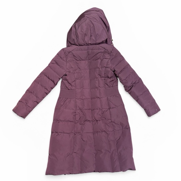 Cole Haan Long Quilted Hooded Puffer Coat - Burgundy - Picture 2 of 6